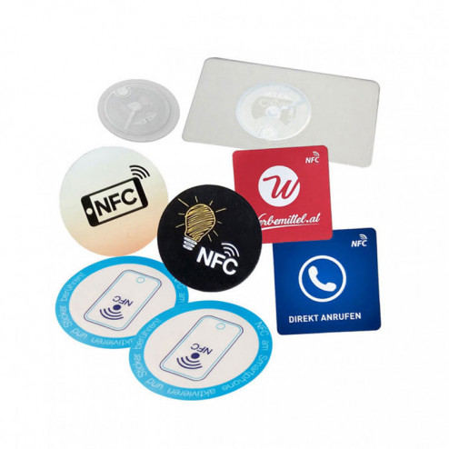 Beispiele NFC-Aufkleber mit Chip - aufkleber.at