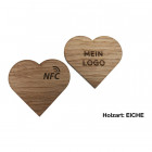 Eiche NFC-Holzsticker in Herzform
