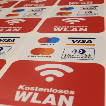 Sticker mit Hinweisen zu Zahlungsarten - Made by ebets
