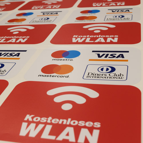 Sticker mit Hinweisen zu Zahlungsarten - Made by ebets